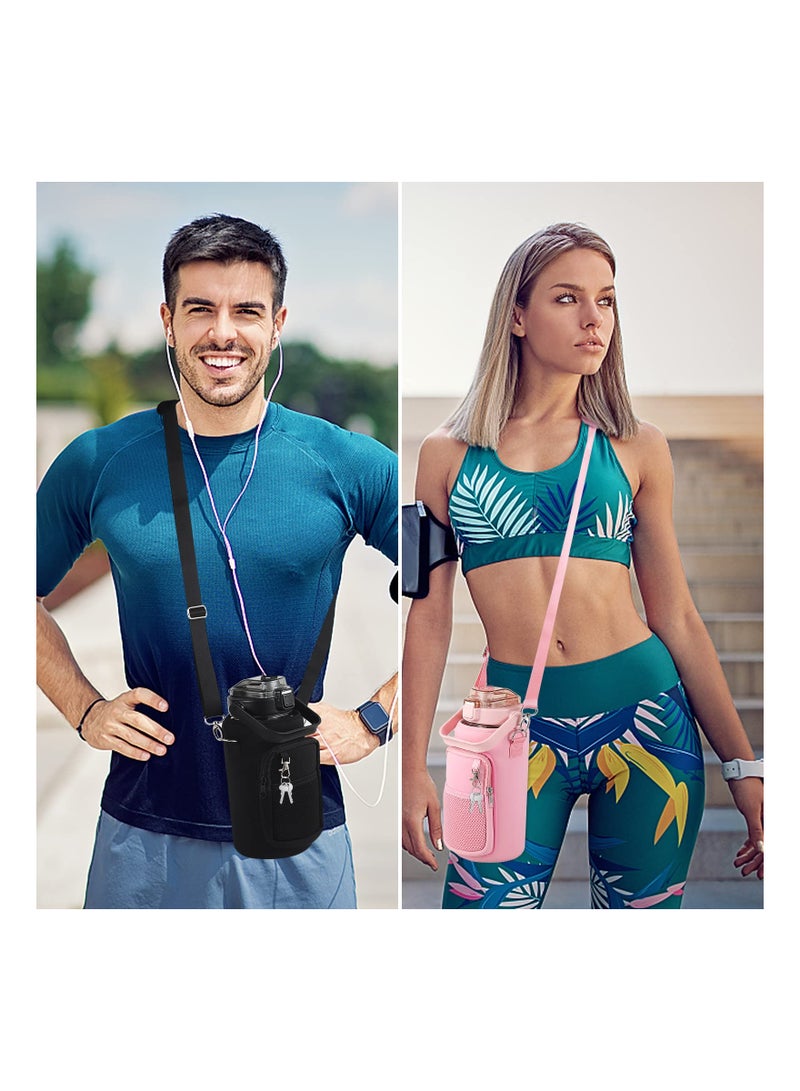 KASTWAVE Inspirational Water Bottle with Straw & Time Marker to Drink, Leakproof BPA Free Sport Water Jug, 2000ML Half Gallon Water Bottle with Sleeve for Daily Workout Gym Sport, Pink - Image 5