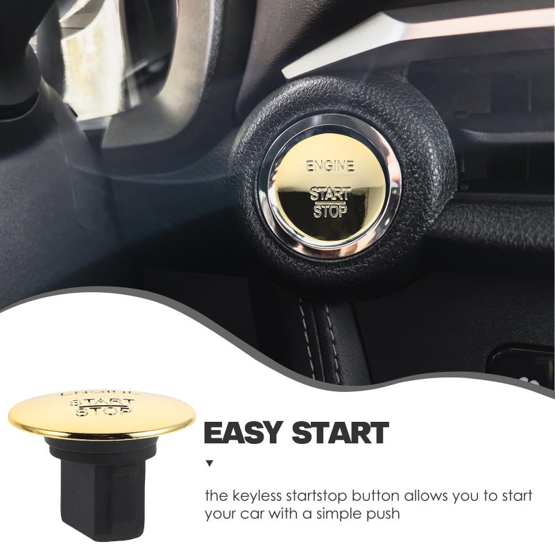 Gold Finish Push Start Engine Ignition Button Keyless Start Stop Car Replacement - Image 4