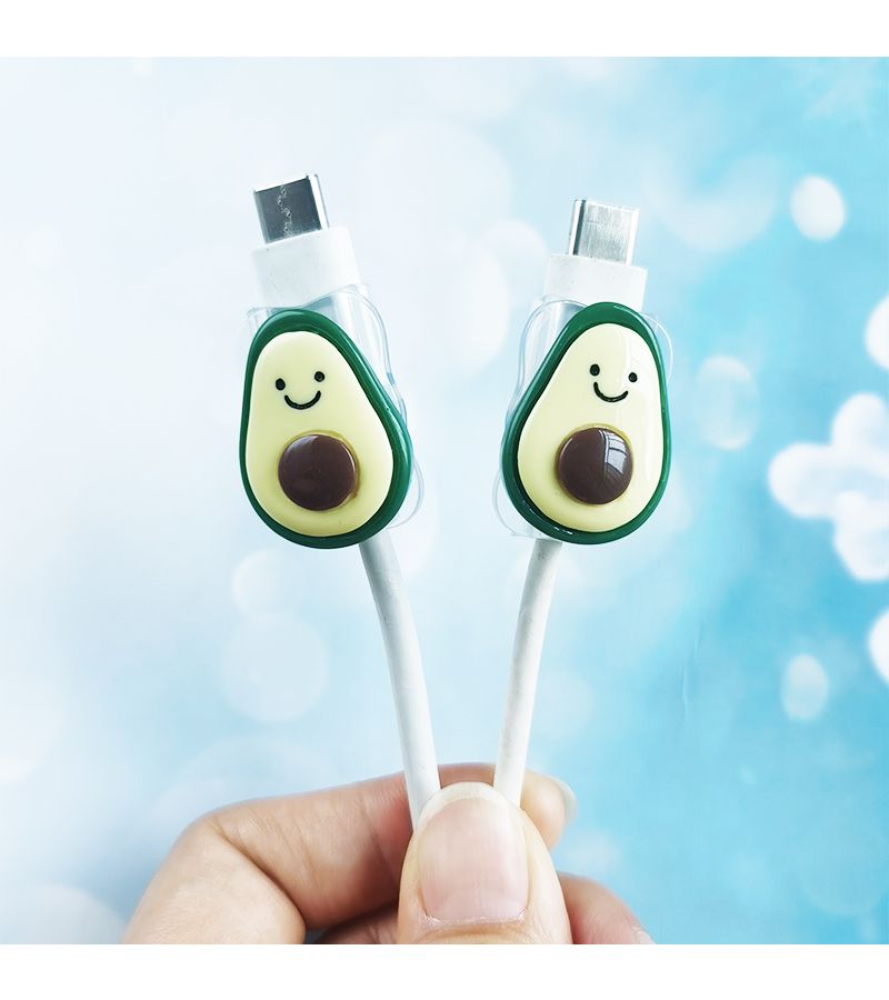 2 قطعة من واقيات كابل USB الناعمة على شكل أفوكادو لطيفة مقاومة للكسر بتصميم جميل واقي كابل بيانات الجوال هدية مثالية لعيد الهالوين وعيد الميلاد - Image 5