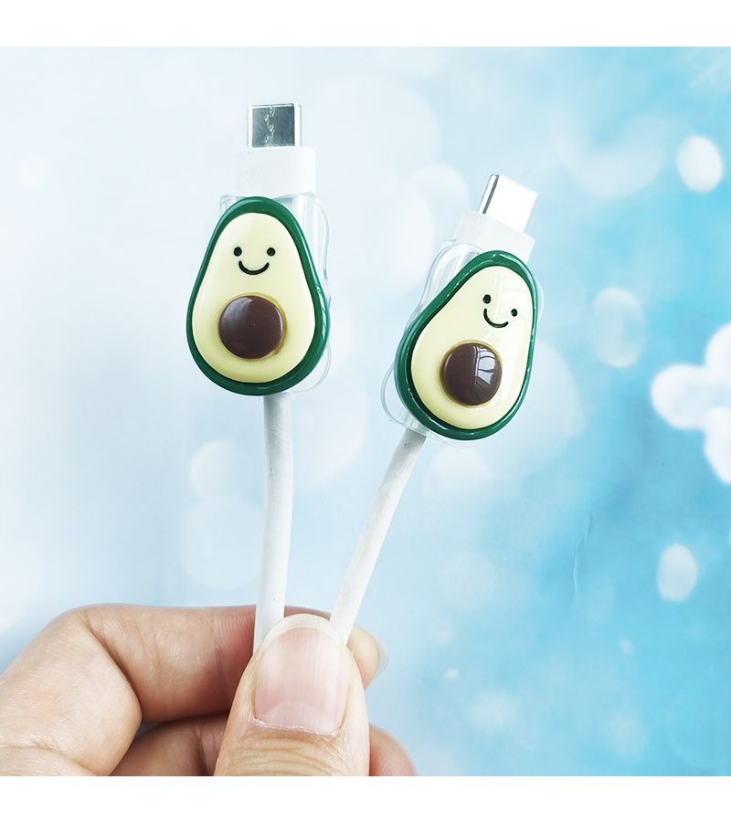 2 قطعة من واقيات كابل USB الناعمة على شكل أفوكادو لطيفة مقاومة للكسر بتصميم جميل واقي كابل بيانات الجوال هدية مثالية لعيد الهالوين وعيد الميلاد - Image 4