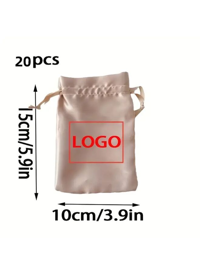 Black Satin Drawstring Bags 5 91x7 87 Inch Personalized Logo Reusable Gift Pouches 20 Count - Image 4