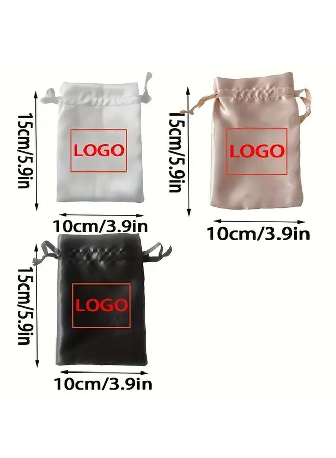 Black Satin Drawstring Bags 5 91x7 87 Inch Personalized Logo Reusable Gift Pouches 20 Count - Image 5