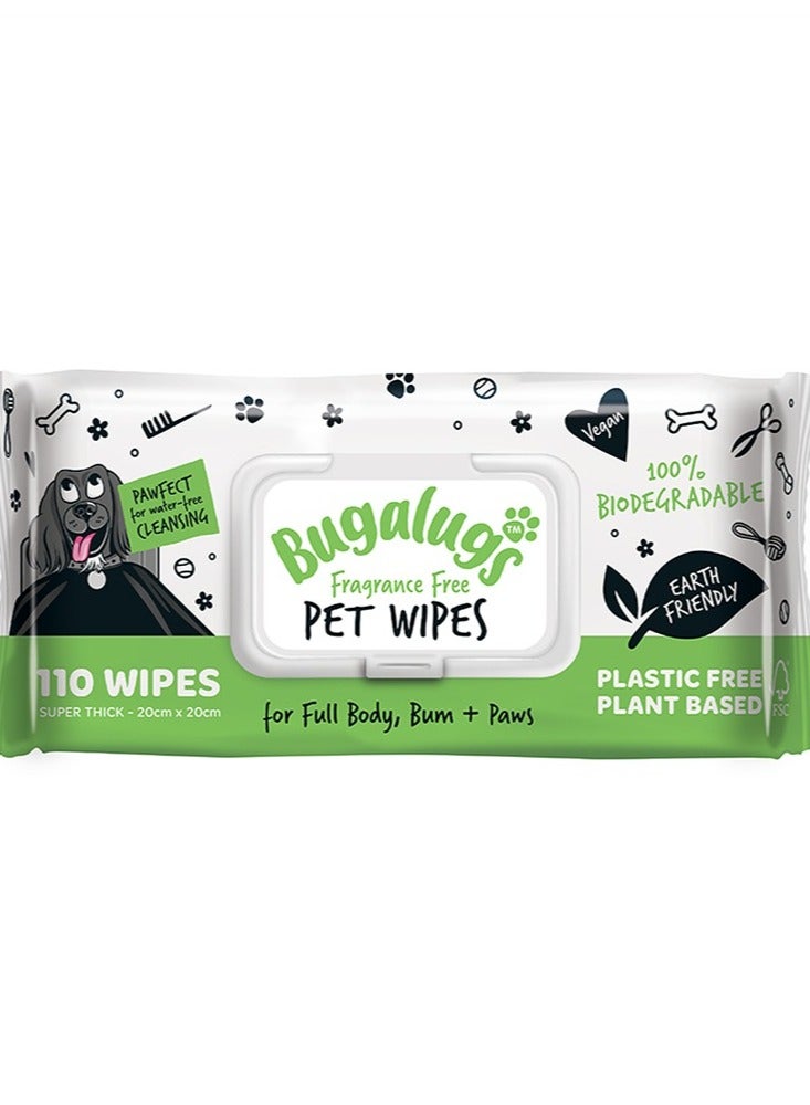 BUGALUGS Fragrance Free Biodegradable Pet Wipes Pack Of 110 - Image 1