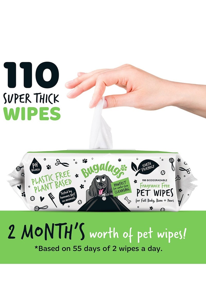 BUGALUGS Fragrance Free Biodegradable Pet Wipes Pack Of 110 - Image 3