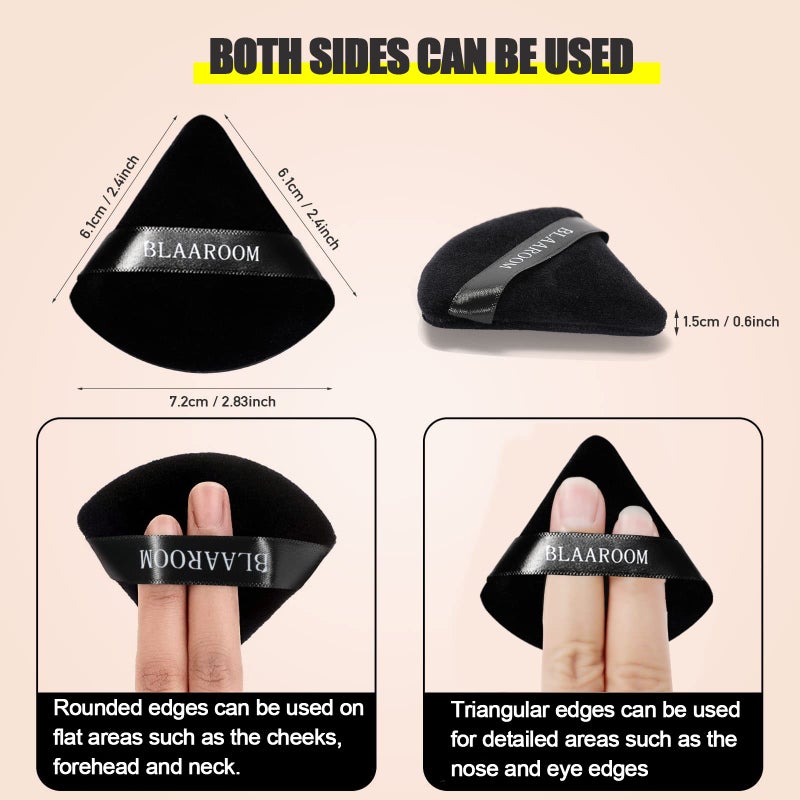 BLAAROOM 12 Pcs Velour Powder Puff Face Makeup Triangle Powder Puffs Face Exquisite Makeup Eyes and Corners Contouring for Loose Powder Wet Dry Cosmetic Foundation Sponge Makeup Tool - Image 5