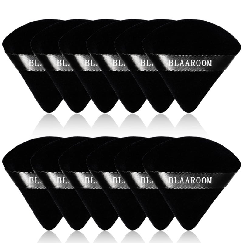 BLAAROOM 12 Pcs Velour Powder Puff Face Makeup Triangle Powder Puffs Face Exquisite Makeup Eyes and Corners Contouring for Loose Powder Wet Dry Cosmetic Foundation Sponge Makeup Tool - Image 1