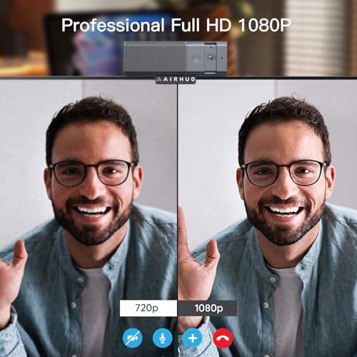 AIRHUG 3 in 1 1080P Webcam with Microphone & Speaker, USB Camera for Video Conferencing/Online Class/Gaming Live, Built-in Privacy Cover - Image 4