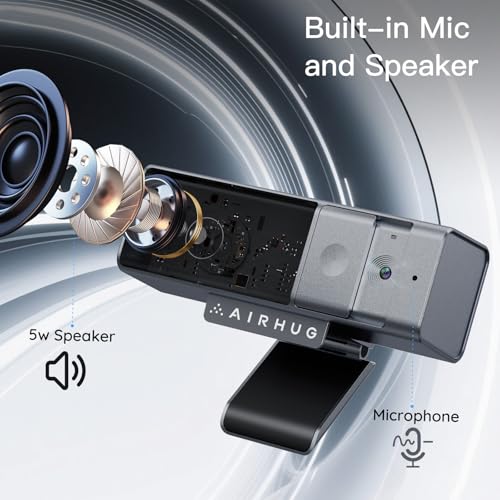 AIRHUG 3 in 1 1080P Webcam with Microphone & Speaker, USB Camera for Video Conferencing/Online Class/Gaming Live, Built-in Privacy Cover - Image 2