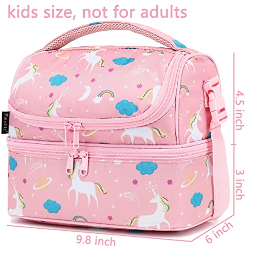 FlowFly Kids Double Decker Cooler Insulated Lunch Bag Large Tote for Boys, Girls, Men, Women, With Adjustable Strap, Unicorn - Image 3