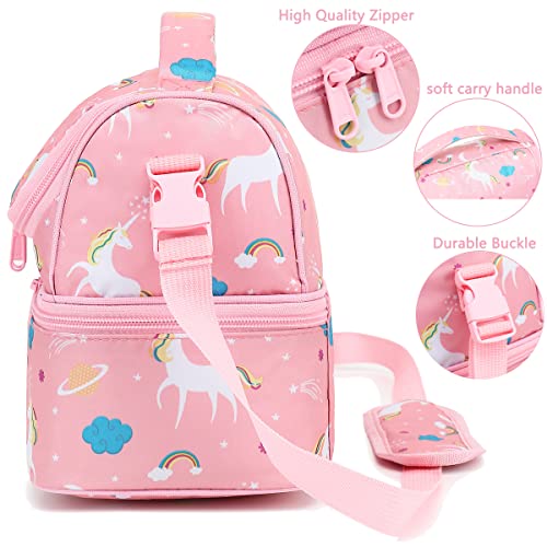 FlowFly Kids Double Decker Cooler Insulated Lunch Bag Large Tote for Boys, Girls, Men, Women, With Adjustable Strap, Unicorn - Image 5