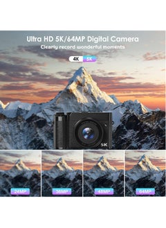 KADIP 5K 64MP Digital Camera 3X Optical Zoom, WiFi Cameras for Photography & Video, Autofocus Travel Vlogging Camera for YouTube, 64GB Card, 2 Batteries  - Image 3
