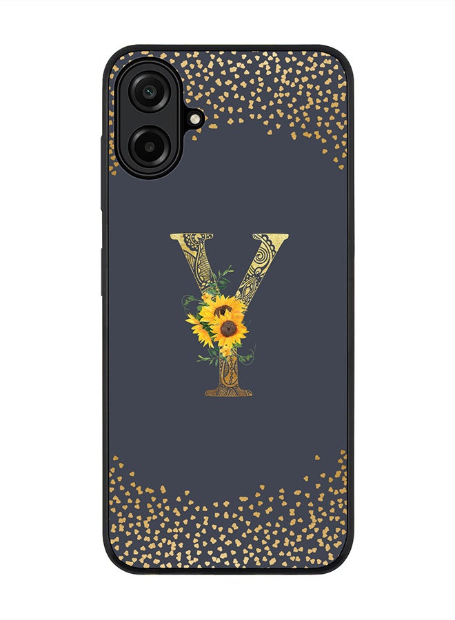 Stylizedd For Samsung Galaxy A07 4G Case,Slim fit Camera Protection, Shockproof Thin Phone cover  - Custom Floral Monogram - Y  (Grey )