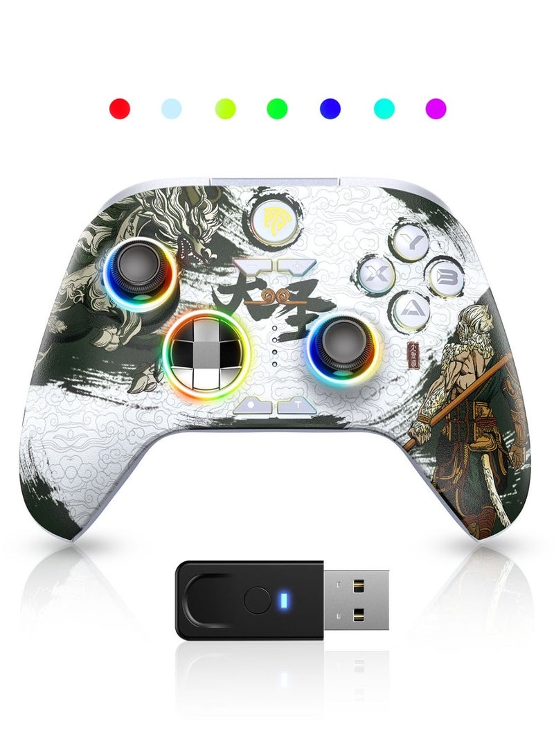 EasySMX Classic Gamepad EasySMX X15 WUKONG PC Controller - Enhanced Bluetooth Controller with Hall Joysticks/Hall Triggers/RGB Lighting - No Stick Drift, No Dead Zone - Work for PC, Android, Steam and Switch 1000mAh Battery 20 Hours Battery Life Customizable Back Keys One-Button Wake-Up Function Turbo Function 3 Adjustable Vibration Levels - Image 1