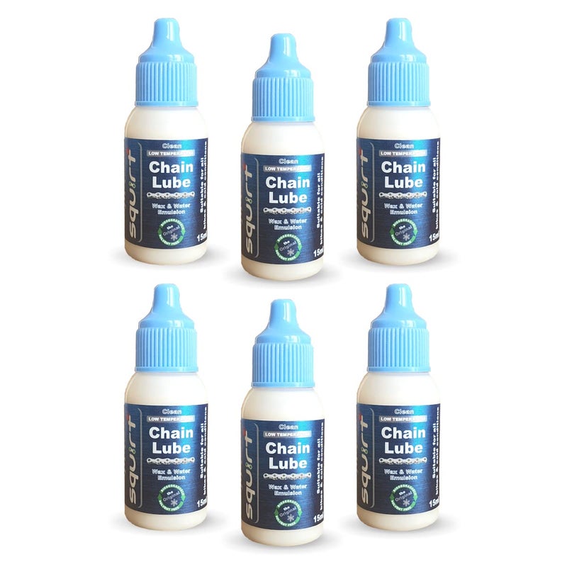 Squirt Low-Temperature Chain Lube for Bikes 6 Pack (0.5 Oz) – Low Temperature, All-Weather Dry Bike Chain Lube – Cold Weather Bike Lubricant to Reduce Noise & Chainsuck - Image 1
