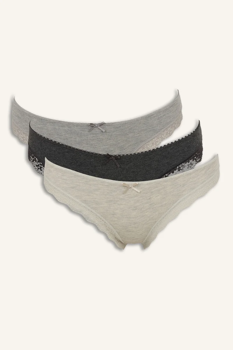 Lace Detail Ribbed 2 Piece Slip Panties