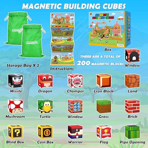 GaHoo Magnetic Blocks 200PCS Build 3D Magnet Building Toys World with Magnetic Tiles STEM Kids Sensory Toys Toy Magnet Building Set BDay Gifts for Age 3 4 5 610 Year Old Boys Girls - Image 5
