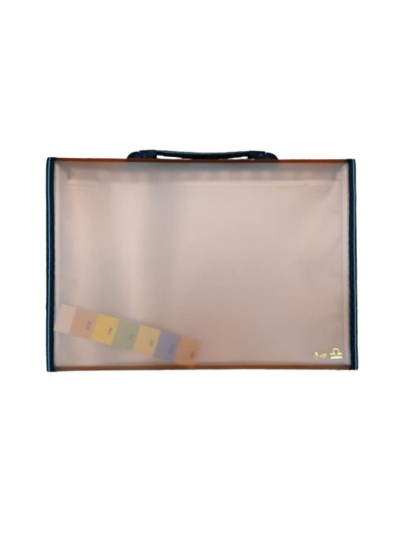 Libra 13 Pockets Expanding file W/Handle Full Scape Clear/Orange - Image 2