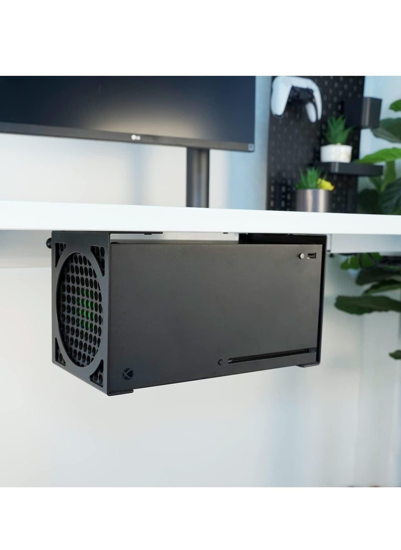 General - Under-table storage XBOX game console metal bracket is suitable for XSX host under-table hidden storage (black) - Image 1