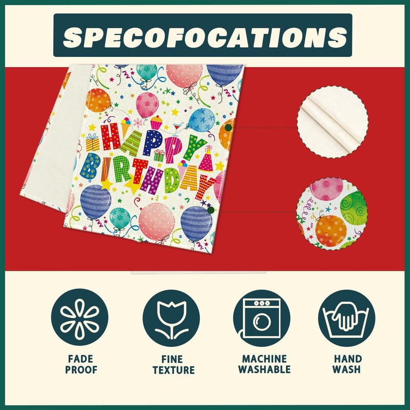 XCHI Happy Birthday Colorful Balloons Confetti Stars Table Runner Burlap Table Decoration for Home Kitchen Dining Dinner Indoor Holiday Party Farmhouse Decor 13x72 Inch - Image 5