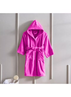 BYFT Daffodil (Fuchsia Pink) Premium 10 yr Kids Hooded Bathrobe 100% Terry Cotton, Highly Absorbent and Quick dry, Hotel and Spa Quality Bathrobe for Boy and Girl-400 Gsm  - Image 1