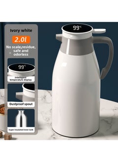 Hot Water Kettle Home Temperature Show Coffee Hot Water Kettle For Home Use-Color:Thickened Material + 48-hour Strong Temperature Locking + Dustproof Nozzle [ivory White]-Capacity:1.9L