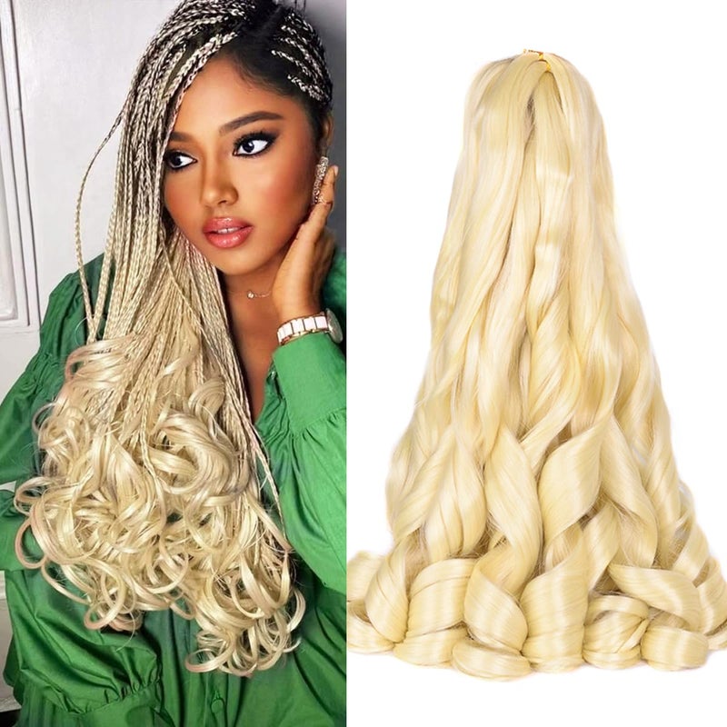 Luoyudu French Curly Brading Hair #613 Synthetic Bouncy Braiding Hair Extensions 75g/pack French Curly Crochet Hair Extensions 24inch (#613,8packs) - Image 1