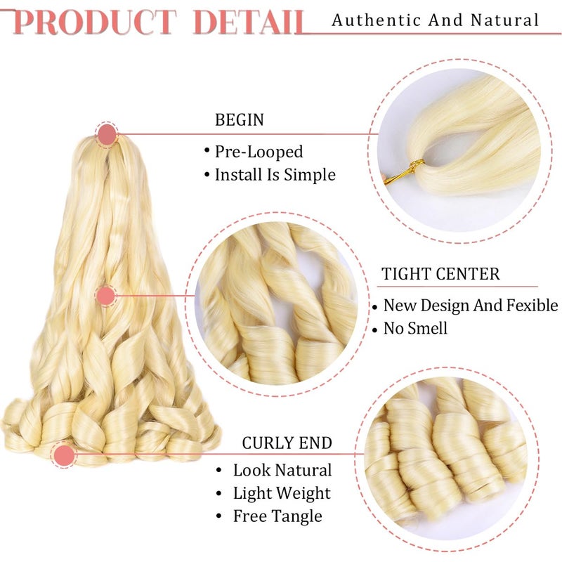 Luoyudu French Curly Brading Hair #613 Synthetic Bouncy Braiding Hair Extensions 75g/pack French Curly Crochet Hair Extensions 24inch (#613,8packs) - Image 3