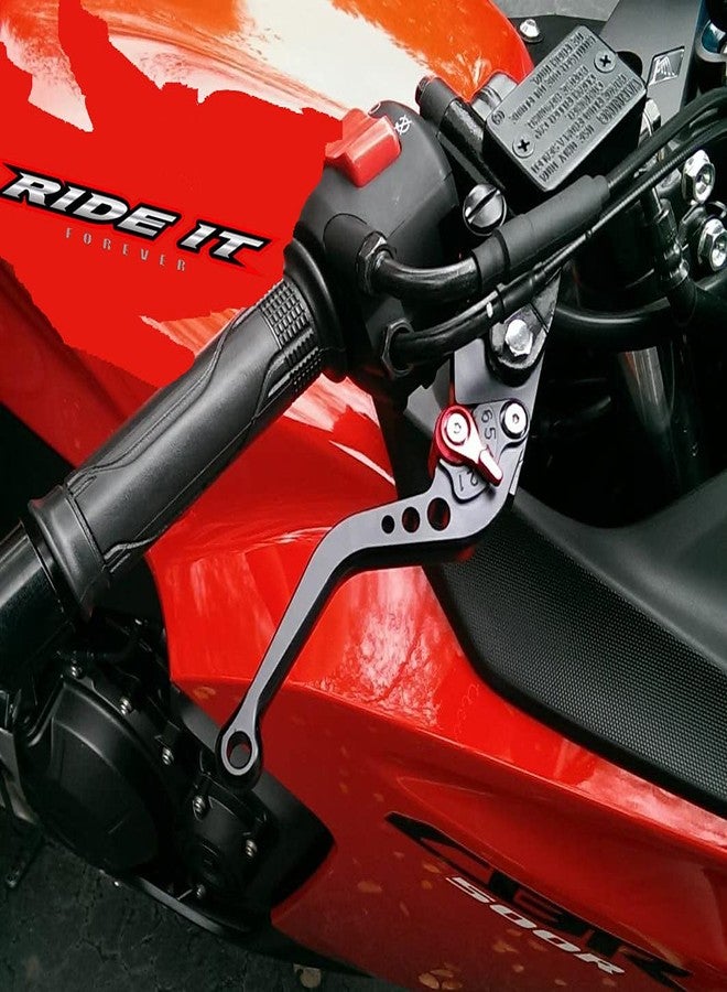 مقابض فرامل وقابض قصيرة من RIDE IT FOREVER للدراجات النارية CBR500R/CB500F/X موديلات 2013-2021، وGROM موديلات 2014-2025، وCBR250R موديلات 2011-2013، وCBR300R CB300F/FA موديلات 2014-2022، وCB400F/CB400R موديلات 2013-2020 - لون أسود - Image 3