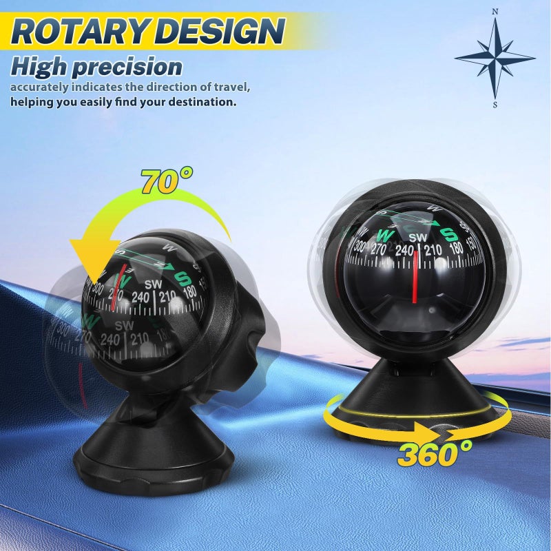 Universal Car Compass Ball Dashboard Navigation Direction Finder For Vehicle Travel Camping Outdoor - Image 4