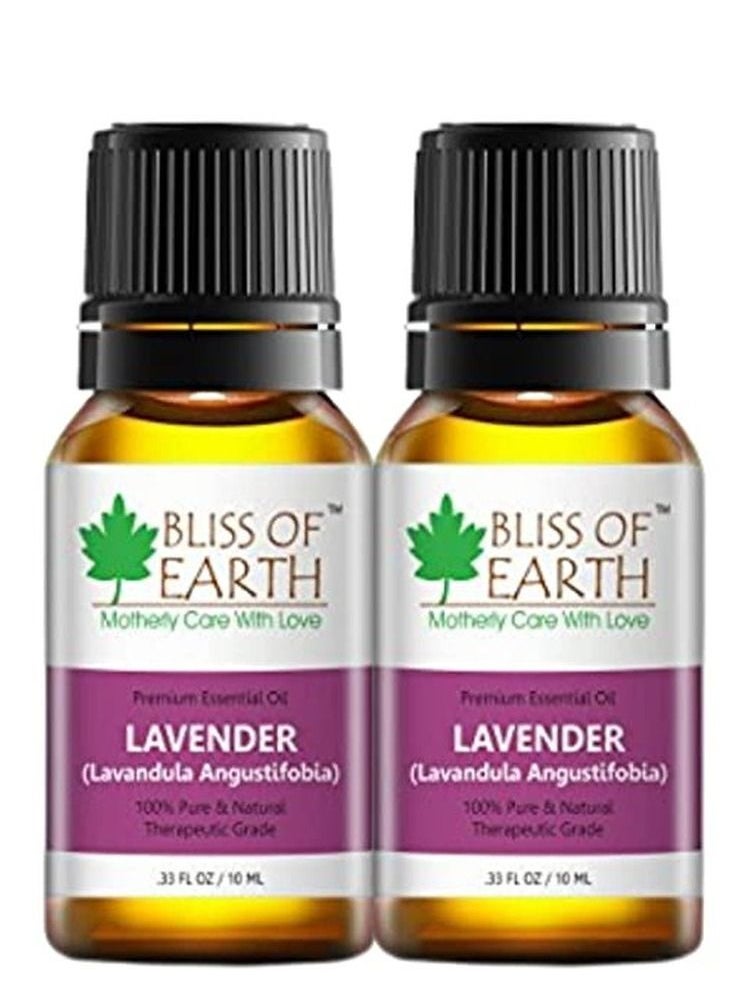 BLISS OF EARTH Bliss Of Earth Premium LAVENDER Spain Lavandula Angustifobia Essential Oil 2x10ML, Pure & Natural Therapeutic Grade Pack Of 2  - Image 1