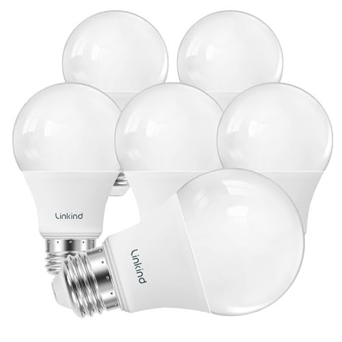 Linkind A19 LED Light Bulbs Dimmable, 60W Equivalent, Energy Efficient 9W, 2700K, 800 Lumens, E26 Standard Base, Lighting for Bedroom Living Room Home Office, 6 Packs - Image 1