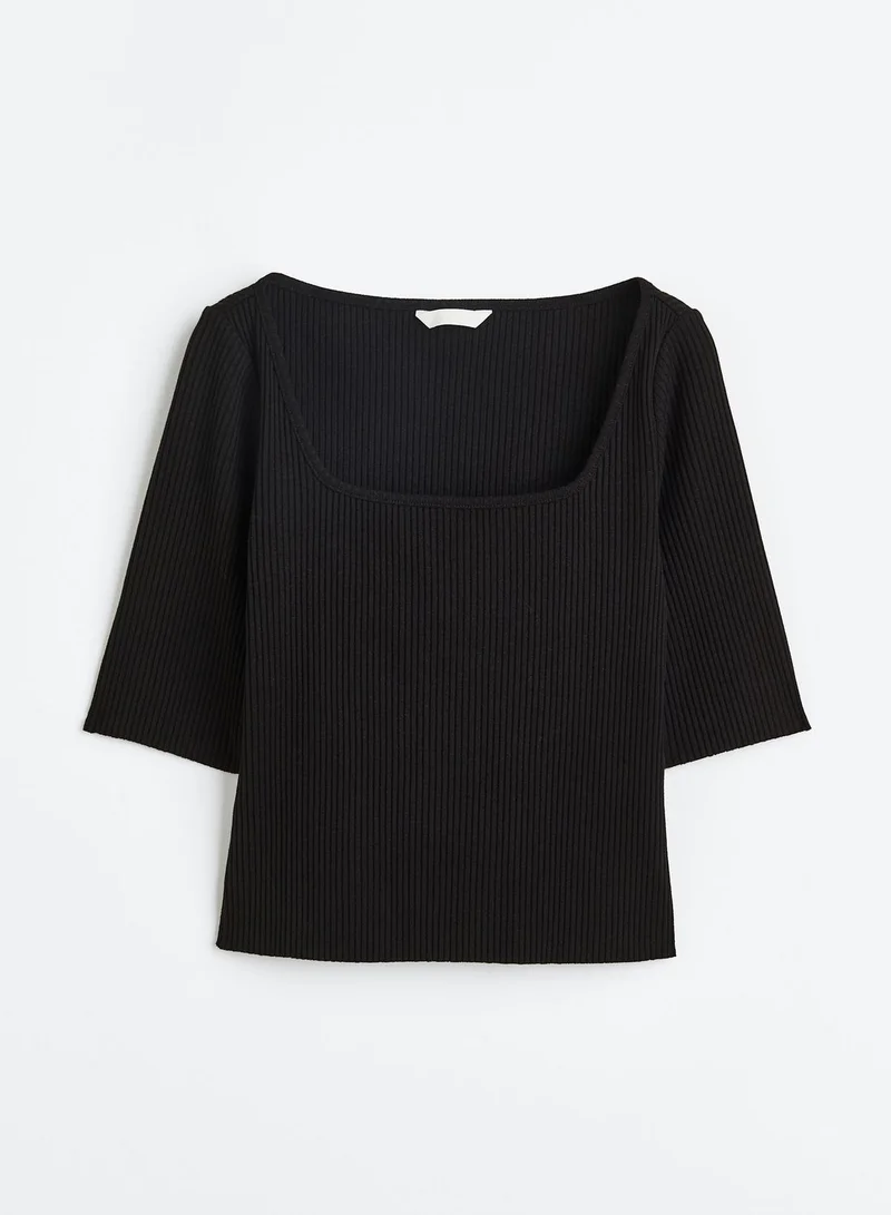 اتش اند ام Square Neck Ribbed Top