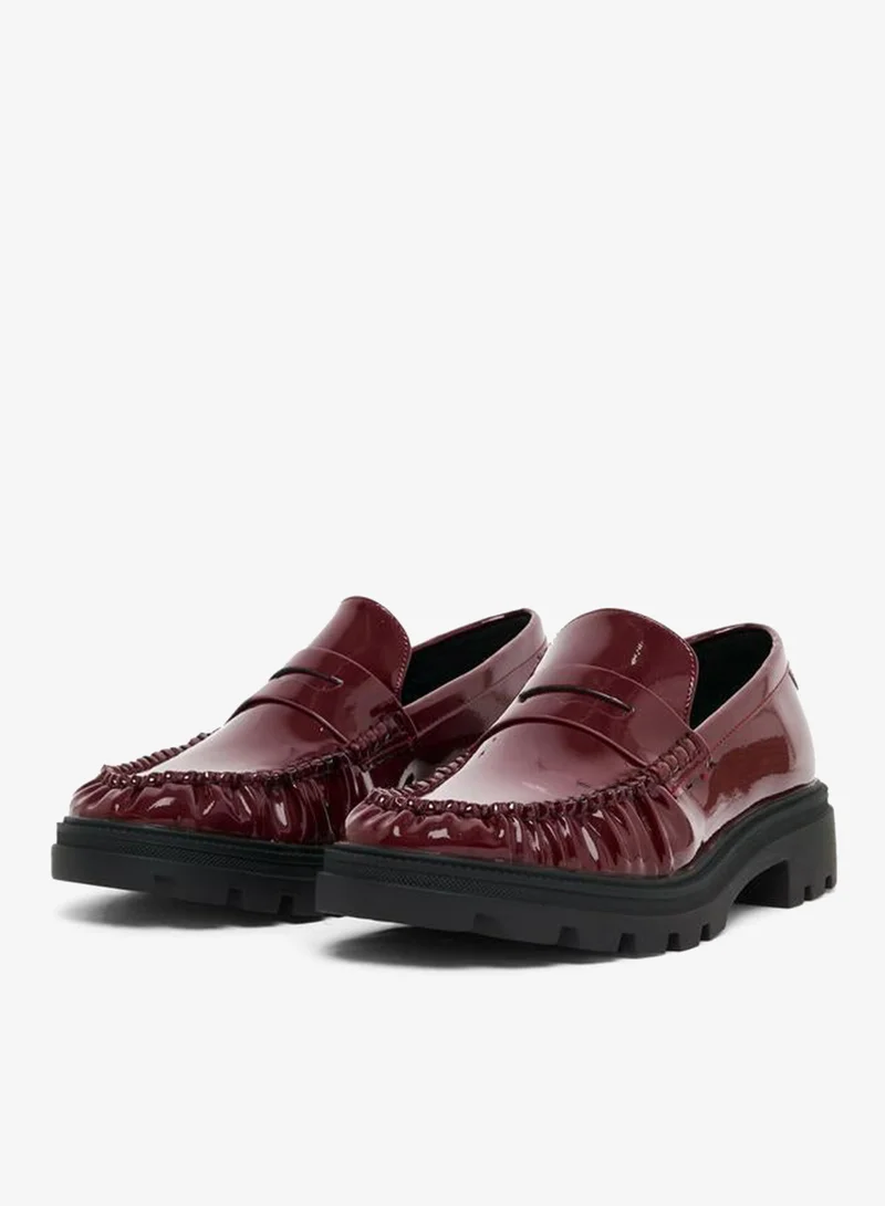 Styli Burgundy Patent Leather Loafers