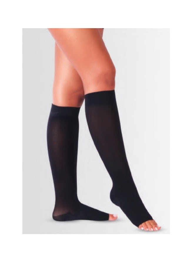 Varisocks Infragenual Short Compression Stockings For Varicose Veins (Opened Toe Stockings )Black color 22-34 mmHg  - Image 1