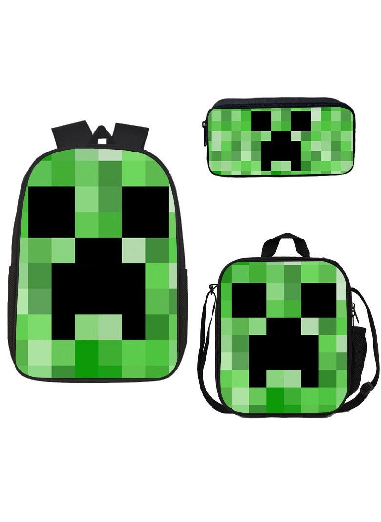 MINECRAFT My World Cartoon Student Backpack Three-piece Set 29*42*16cm 