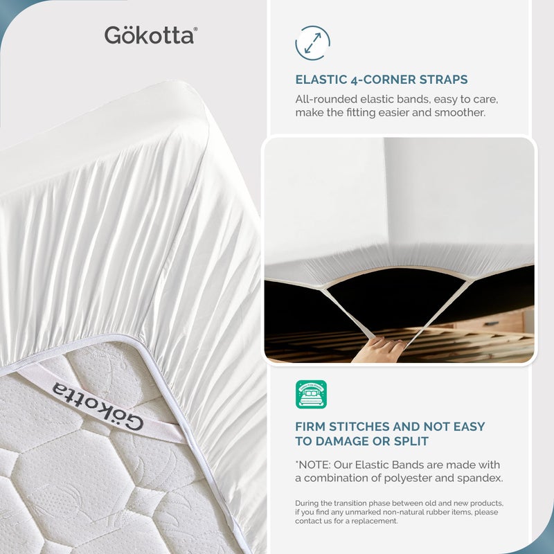 GOKOTTA Fitted Sheet Only - 15 Inch Pocket Bamboo Rayon Fitted Sheet  Super Soft and Cooling Bottom Sheet with 4 Elastic Corner Straps(Bright White  Twin Size) - Image 3