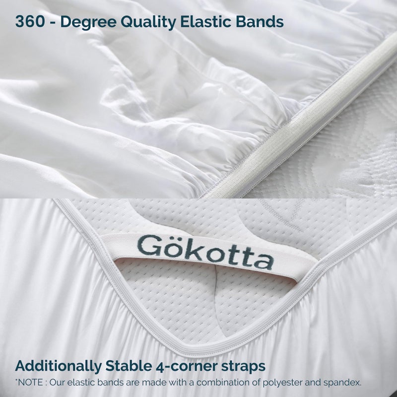 GOKOTTA Fitted Sheet Only - 15 Inch Pocket Bamboo Rayon Fitted Sheet  Super Soft and Cooling Bottom Sheet with 4 Elastic Corner Straps(Bright White  Twin Size) - Image 4