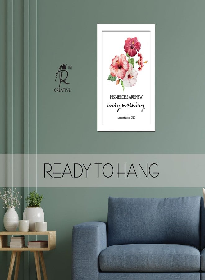 AR Creative His Mercies Are New Bible Verse Wall Photo Framed Wall Poster, Bible Quotes Print with Frame, Home (13.6 inch x 10.2 inch) Multicolor (White Frame New) - Image 3