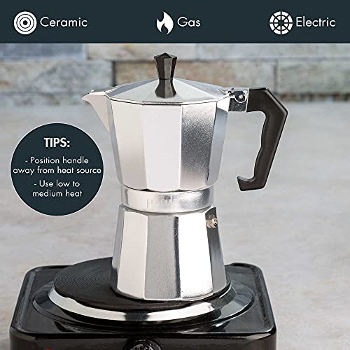 Primula Stovetop Espresso Maker and Handheld Electric Milk Frother Gift Set, Moka Pot for Classic Italian and Cuban Coffee, Cafetera, 6 Espresso Cups, Silver - Image 4
