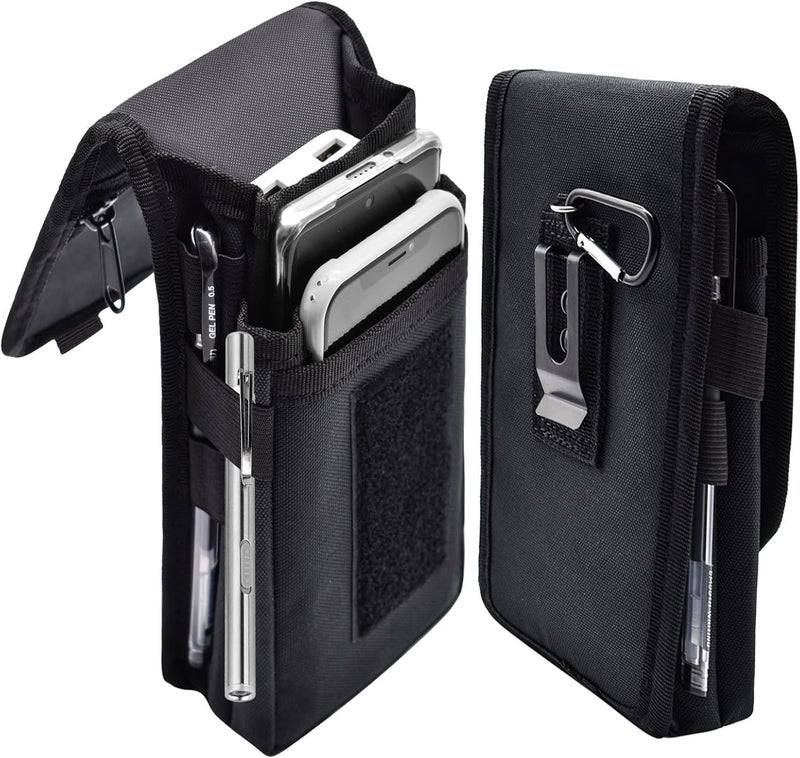 KATOLK Dual Phone Holster, Large Smartphone Belt Pouch, Multi-Purpose Tactical Holder for Work, Hiking, Camping, Barbecue, Rescue (Black, XL) - Image 1