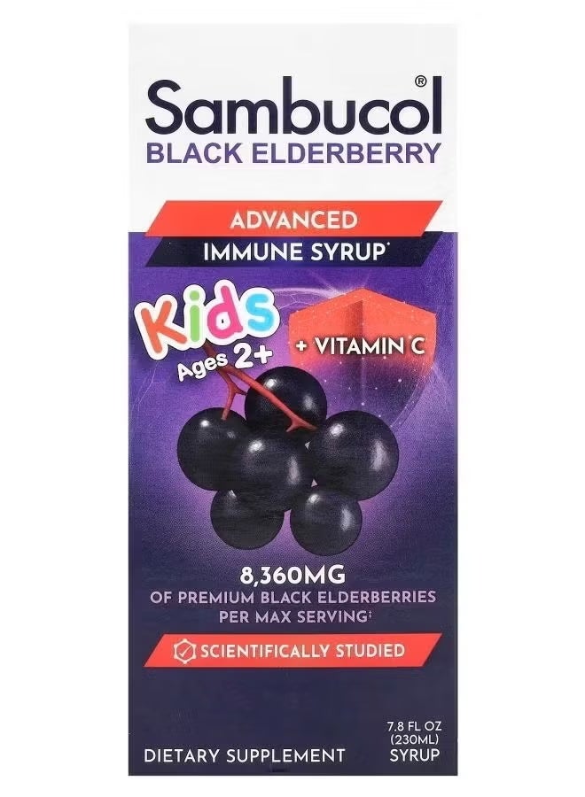 Sambucol, Black Elderflower Syrup, Immune Boost, Vitamin C + Zinc, 4 fl oz (120 ml)