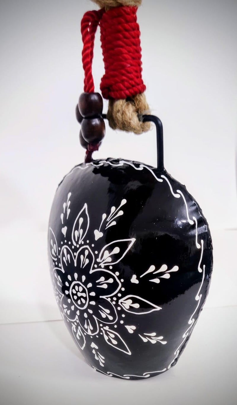 MIRAMAYEE Black Painted Hand Crafted Iron Bells Hanging Decorative Bell Garden Cow Bell Decorative Wall Hanging Home Wall Dcor Indoor Outdoor Decoration 6 Inches - Image 3