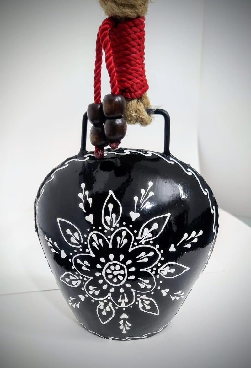 MIRAMAYEE Black Painted Hand Crafted Iron Bells Hanging Decorative Bell Garden Cow Bell Decorative Wall Hanging Home Wall Dcor Indoor Outdoor Decoration 6 Inches - Image 4