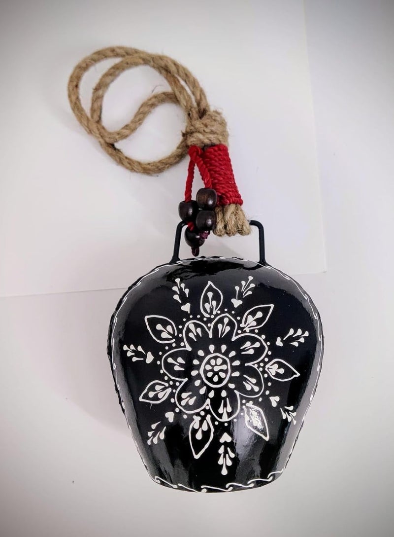 MIRAMAYEE Black Painted Hand Crafted Iron Bells Hanging Decorative Bell Garden Cow Bell Decorative Wall Hanging Home Wall Dcor Indoor Outdoor Decoration 6 Inches - Image 2