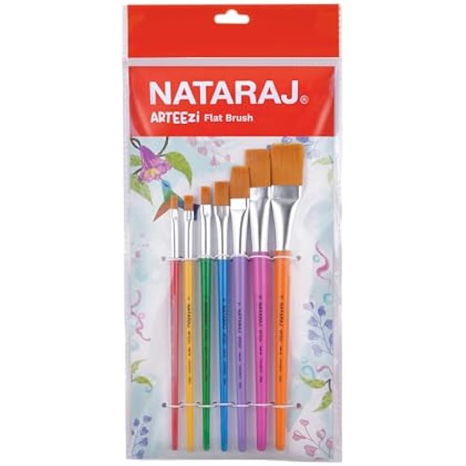 NATARAJ ARTEEZI FLAT BRUSHES  7 PIECES FOR PAINTING & CRAFTS - Image 2