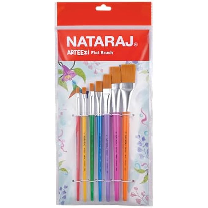NATARAJ ARTEEZI FLAT BRUSHES  7 PIECES FOR PAINTING & CRAFTS - Image 1