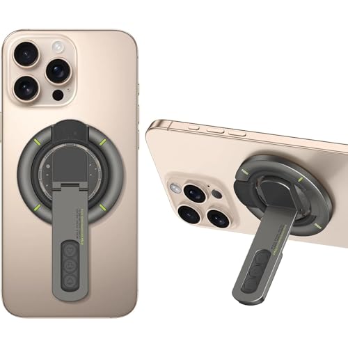 US LITE 360° Magnetic Mobile Stand with Fidget Button Grip | Foldable Kickstand Holder | Adjustable Viewing Angles | Dual Magnet Mount | Soft Silicone Grip Loop for All Smartphones - White - Image 1