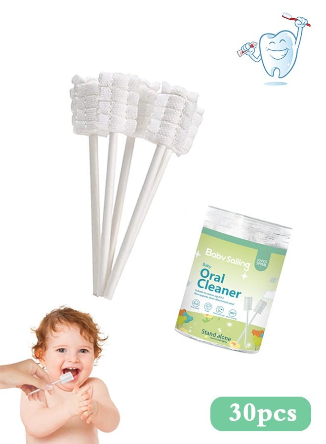 Baby Sailing 30Pcs Baby Cleaning Stick, Tongue Cleaner Toothbrush, Deental Care Cleaning Stick, Disposable Baby Gum Cleaning Gauze, Oral Cleaning Care, Suitable for 0-36 Months Baby - Image 1