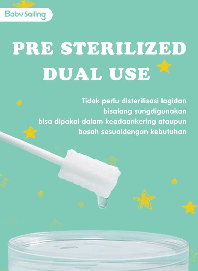 Baby Sailing 30Pcs Baby Cleaning Stick, Tongue Cleaner Toothbrush, Deental Care Cleaning Stick, Disposable Baby Gum Cleaning Gauze, Oral Cleaning Care, Suitable for 0-36 Months Baby - Image 3