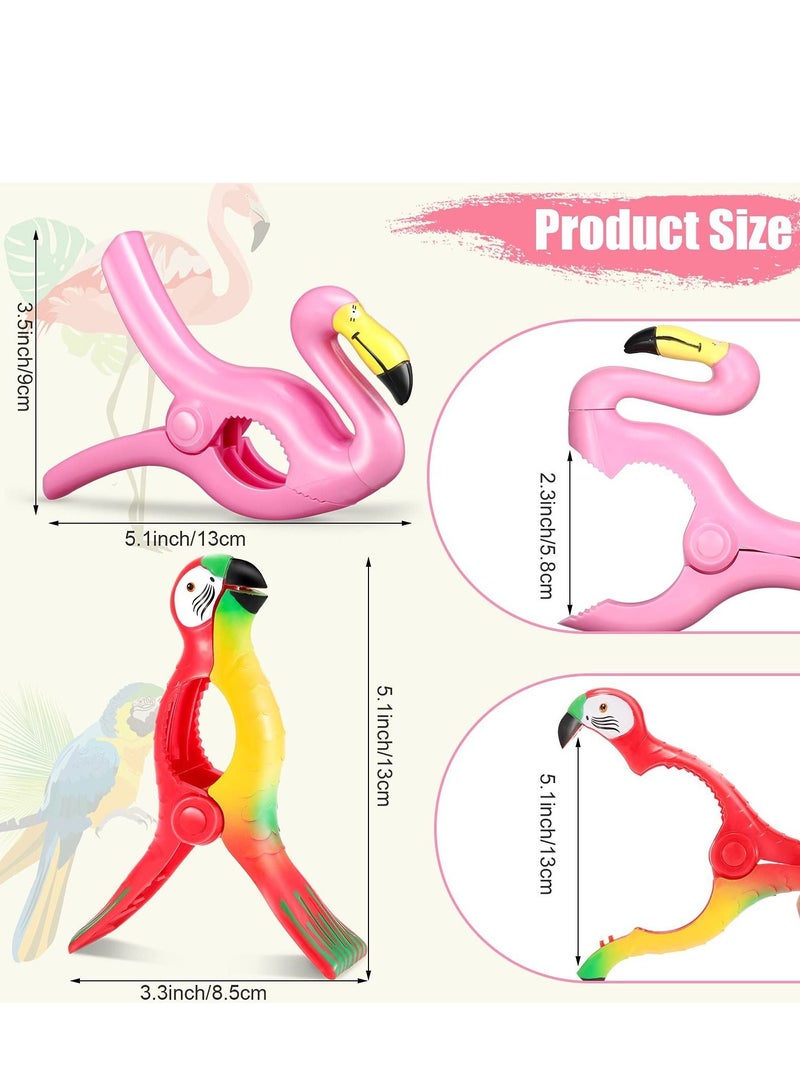 Beach Towel Clip, Outdoor Parrot Flamingo Style Fashion Clip Cute Animal Windproof Large Clothes Quilt Blanket Fixer Suitable for Family, Outdoor, Beach, Party, Etc. (6 Pieces)